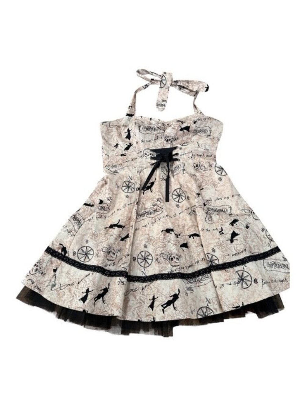 Disney Peter Pan Neverland Map Halter Corset Tutu Dress Hot Topic Size XL Zip